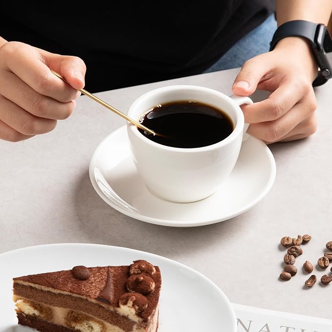 12 PCS Coffee Spoons, 18/8 Stainless Steel Espresso Spoons, 6.7 Inches Vogue Mini Tea Spoon, Cappuccino Stirring Small Spoon for Dessert, Ice Cream, Frosted Handle,Sweejar(Gold)