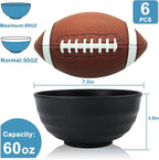 Wheat Straw Bowls Unbreakable Large Salad Bowls 60 OZ Set of 6, Microwave and Dishwasher Safe Large Plastic Bowl, Big Bowl for Eating, Serving Soup, Ramen, Popcorn (Black)