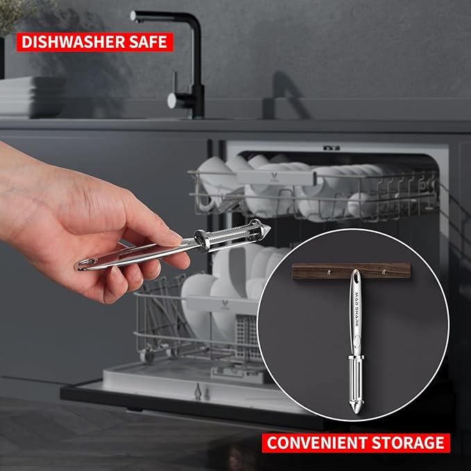 MAD SHARK Ultra Sharp Vegetable Peelers for Kitchen Fruit Apple Potato Peelers,Design with Ergonomic Non-Slip Handle, Y+I Shaped Stainless Steel Serrated(2pc）