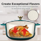 Zulay Kitchen 6 Quart Enameled Cast Iron Dutch Oven with Lid – Premium Durability & Oven Safe up to 500°F – Heavy Duty Cookware Perfect for Bread Baking, Stews, Braising & Roasting – Emerald