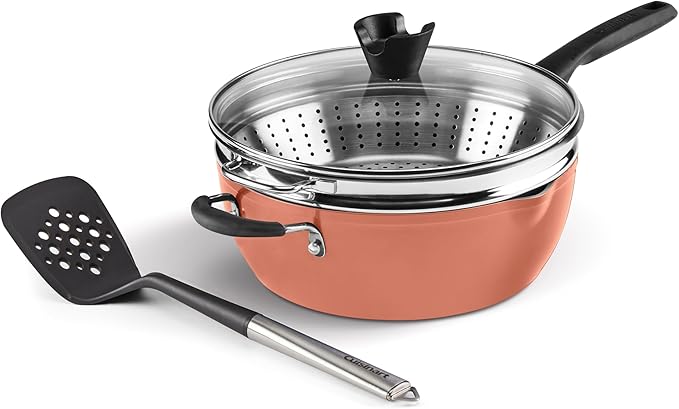Cuisinart Preferred Pan 4-Pc Set - Sienna Sky (4.5 Qt. Multi-Purpose Pan w/Cover, Steamer, Slotted Turner)