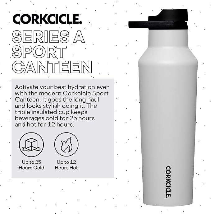 Corkcicle Sport Canteen Insulated Tumbler, River Rock, 20 oz – Reusable Water Bottle Keeps Beverages Cold for 25 Hours & Hot 12 Hours – Cupholder Friendly Tumbler with Screw-On Cap