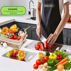 Titanium Cutting Board for Kitchen, Double Sided Food-Grade Stainless Steel Cutting Boards, Durable Rust Resistant & Dishwasher Safe, With Hook, (Size, 13.18" L x 9" W)