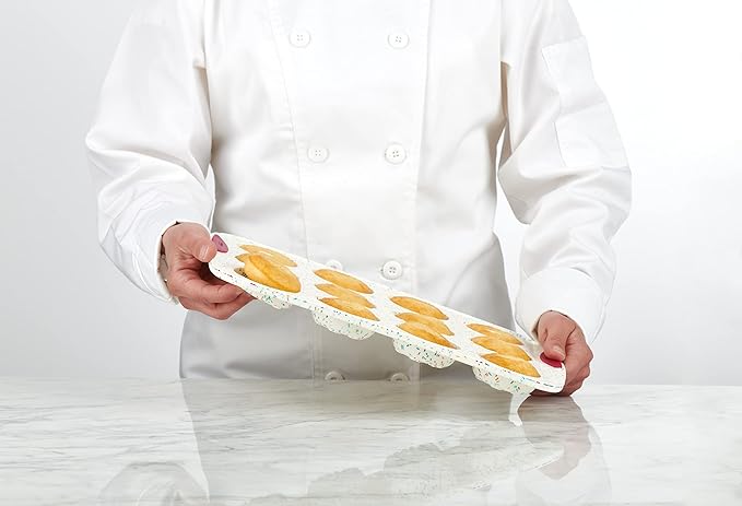 Trudeau 12-Cavity Donut Pan – Nonstick Baking Mold for Homemade Donuts, White Confetti/Fuchsia – Easy Release, Dishwasher Safe