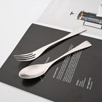 Luxury 304 Stainless Steel Matte Silver Cutlery Flatware Set - Utensil Set Steak Spoons and Forks Knife Silverware Set,Service for 4 (24-Piece)