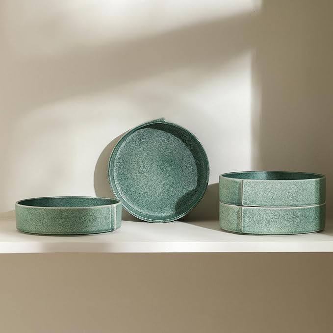 Stone Lain Bao 4-Piece Pasta Bowl Set Stoneware, Green