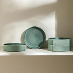 Stone Lain Bao 4-Piece Pasta Bowl Set Stoneware, Green