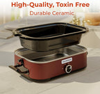 [NEW] MAGNIFIQUE 4-Quart Slow Cooker with Casserole Manual Warm Setting - Perfect Kitchen Small Appliance for Family Dinners, Dishwasher Safe Crock, Red