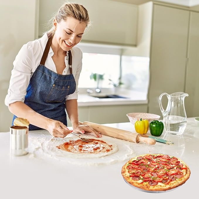 8 Pcs 8 Inch Pizza Pan with Holes Aluminum Mesh Pizza Screen Seamless Round Mesh Pizza Tray for Oven Nonstick Baking Pizza Sheet for Home Kitchen Bakery Restaurant BBQ Party Cookware Supplies
