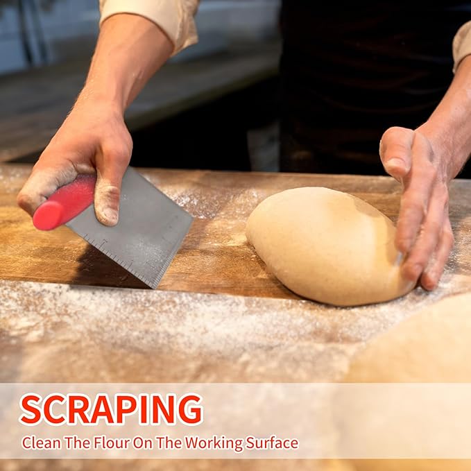 ALLTOP Pastry Blender & Bench Scraper Set - Premium Kitchen Baking Essential Tools for Cake and Bread Making - Stainless Steel Dough Scraper&Butter Cutter for Homemade Delights - Red