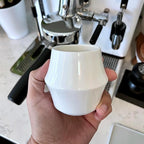 KRUVE CASCADE Porcelain Coffee Cups, 2.5oz Double-Walled Espresso Cups, Sensory Espresso Coffee Mug Set for Heat Retention, White Porcelain Drinking Glasses with Enhanced Aroma, Elegant Cup Design