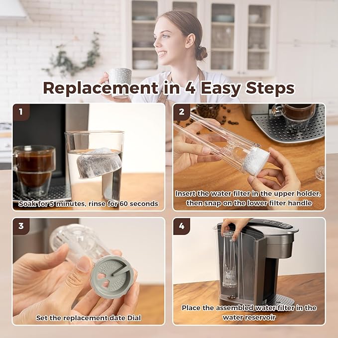 Premium 12-Pack Replacement Charcoal Water Filters for Keurig Coffee Machine