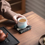 4-Oz Ceramic Espresso Cups Set - Multi-Color, Handle-Free Design for Home & Cafe | Dishwasher-Safe Stoneware Cups (Kiln turned blue, 2)