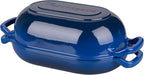 Enameled Cast Iron Sourdough Bread Oven, Dutch Oven, Loaf Cast Iron Bread Pan for Homemade Bread Baking, Meatloaf Pan with Lid, 5QT, Blue