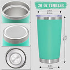 20 oz Tumbler Coffee Tavel Tumblers Bulk with Lid Stainless Steel Double Wall Vacuum Insulated Mug Powder Coated Cups fit Car Cupholder for Hot and Cold - Light Blue, 12Pack