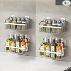 Hanging Kitchen Baskets, Storage Spice Shelf, Wall Mount Storage Baskets, SUS304 Stainless Steel Basket for Kitchen, Bathroom, Storage, 4 Pack, L 11.8Inch, D 6.3Inch, H 4.75Inch