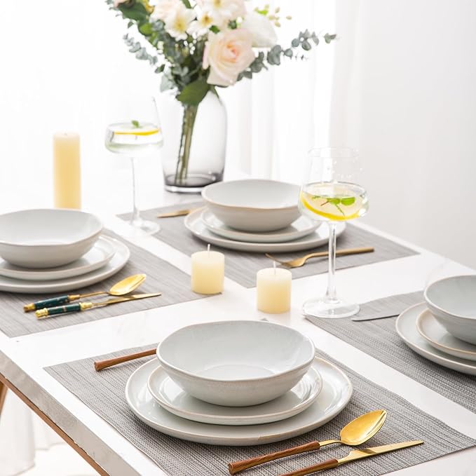 AmorArc Ceramic Plates Set of 6, 8.5 Inch Handmade Reactive Glaze Stoneware Plates set for Dessert, Salad, Appetizer, Small Dinner Plates, Microwave & Dishwasher Safe, Scratch Resistant