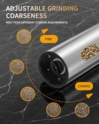 CIRCLE JOY Rechargeable Electric Salt and Pepper Grinder Set, 2-speed Stainless Steel Automatic Pepper Mill Grinder w/Charging Base, Adjustable Coarseness, LED Light, 110ml Large Capacity Top Fill