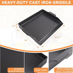 Universal Flat Top Griddle, Cast Iron BBQ Griddle for Electric/Gas/Charcoal Grill/Stove, 18.6 x14" Griddle Inserts for Weber Charbroil Camp Chef,Nonstick Coating Cooking Skillet Pan for Outdoor