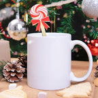 Jinei 120 Pcs Pastel Christmas Wooden Coffee Stirrers Candy Style Stir Sticks Disposable Drink Stirrers for Christmas Chocolate Milkshake Restaurant Home Office Supplies