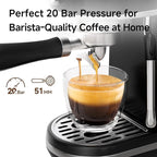 HIBREW H10B - 51mm Espresso Machine - Temperature & Cup Volume Adjustable at will - With Intelligent Display Screen & Pressure Gauge - Stainless Steel Body (Black)