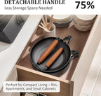 YUTANN Nonstick Frying Pan, 8 inch Enameled Cast Iron Pan Kitchen Healthy Egg Fry Pan Omelette with Detachable Handle, Lightweight Pre-seasoned Cast Iron Skillet, Dishwasher & Oven Safe