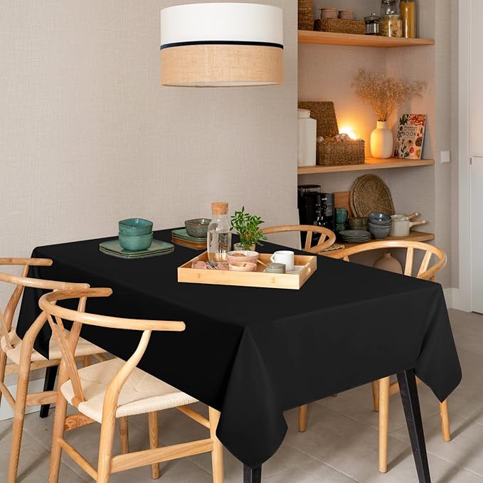 sancua 10 Pack Black Tablecloth 60 x 102 Inch, Rectangle Table Cloth for 6 Feet Tables - Stain and Wrinkle Resistant Washable Polyester Table Cover for Dining Tables, Buffet Parties and Camping