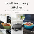 Signature Enameled Cast Iron Oval Dutch Oven | Non-Stick Serving Pot with Tight Fitting Lid for Perfect Roasting, Baking, Sauteing, and Bread Making | 9.5Q [Sage]