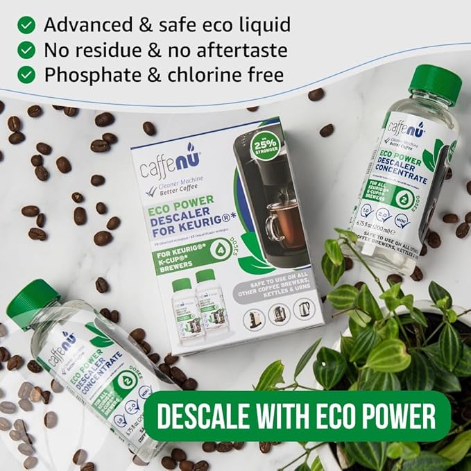 Keurig Compatible Descaling Solution. 2 Bottles of Descaler Solution. Descaling Kit Removes Limescale For Hotter Coffee. 4 Uses Descaler For Keurig Coffee Makers.