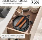 YUTANN Nonstick Frying Pan Set, 8" 10" 12" Ceramic Frying Pans, Pre-seasoned Cast Iron Pan Cookware Set with Removable Handle, Dishwasher Safe, Free of PFAS & PFOA, Compatible with All Stovetops