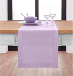 Solino Home Table Runner 90 Inches Long - Cotton Linen Hemstitch Lavender Ice Table Runner 14 x 90 Inch for Summer