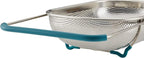Rachael Ray Tools and Gadgets Over-The-Sink Colander/Strainer, 4.5 Quart, Stainless Steel with Agave Blue Handles