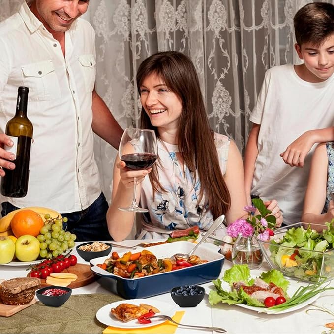 5 oz Soy Sauce Dishes, 6 Pack Wheat Straw Small Dipping Bowls, Sauce Dish, Small Dip Bowls for Side Dishes, Condiment, Appetizer, Snack (Black)