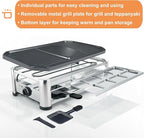 TAMARIT Raclette Cheese Table Grill Portable Electric Indoor Korean BBQ Grill 1400 W Raclette Party Grill with Iron Nonstick Extra Large Grill Plate Raclette Grill for Home Party, Stainless Steel