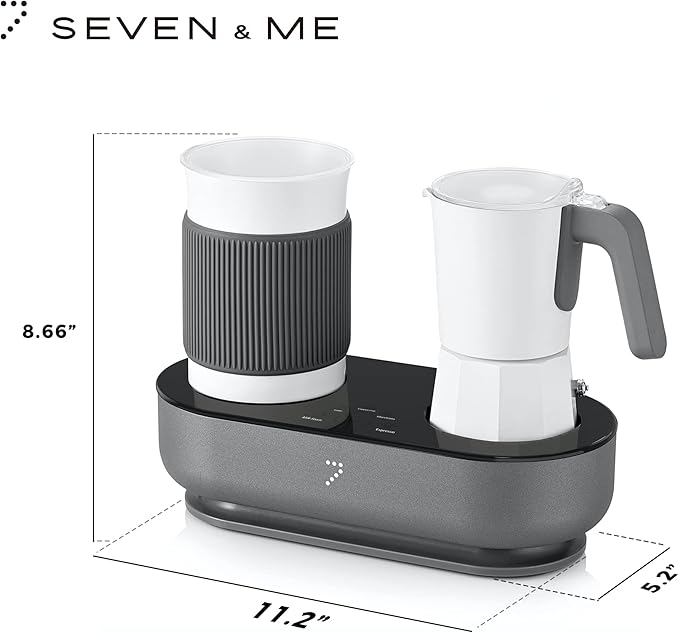 SEVEN&ME Espressor Machine Coffee Maker, with Milk Froth All-in-One Espresso Machine Combination, Latte Cappuccino Macchiato Espresso Electric Moka Pot, One Click Smart Operation（8.66"）