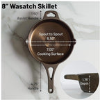 Backcountry Iron 8 Inch Smooth Wasatch Pre-Seasoned Round Cast Iron Skillet