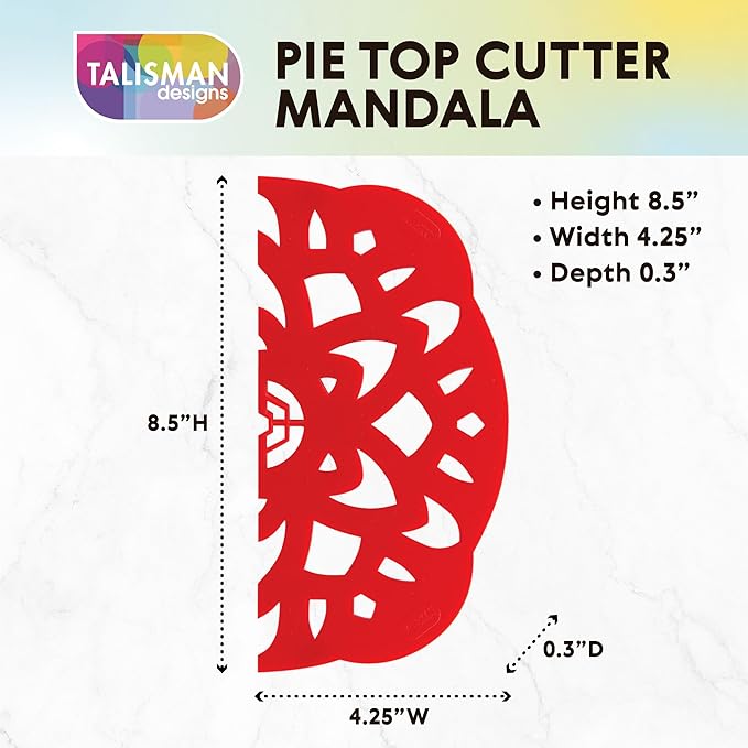 Talisman Designs Pie Top Cutter | 10-Inch | Red | Pie Crust Cutter | Pie Decorating Tools | Pie Pastry Baking Accessories | Stencil Crust Cutout