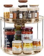 LAMU 2 Tier Lazy Susan Turntable Organizer 9.25'' Rotating Spice Rack Organization for Cabinet, Kitchen, Pantry, Countertop, Bathroom, Vanity, Medicine Cabinet Organizer, Amber