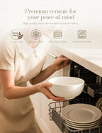 AISBUGUR 28 OZ Soup Bowls,6Inch Ceramic White Bowls Set of 4 for Kitchen,Cereal Bowls for Soup, Cereal, Oatmeal, Fruit, Rice,Bowls Set for Dishwasher & Microwave Safe