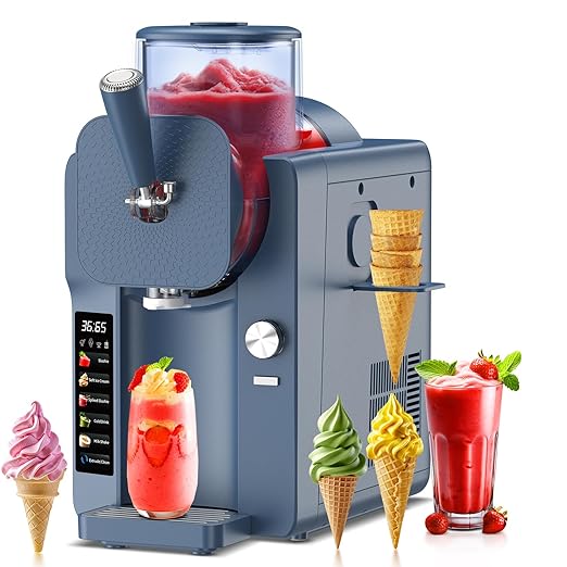 Ice Cream Maker, Slushie Machine for Home, Slushy Machine 70 oz Margarita Machine with 6 Preset Programs for Ice Cream, Frozen Yogurt or Gelato, Adjustable Thickness, Blue