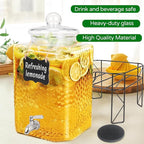 4.6 Gallon Glass Beverage Dispenser with Stand Beverage Dispensers with Ice Cylinder Steel Spigot Hanging Chalkboard Signs Drip Trays Drink Juice Dispenser with Lids for Party Wedding Kitchen