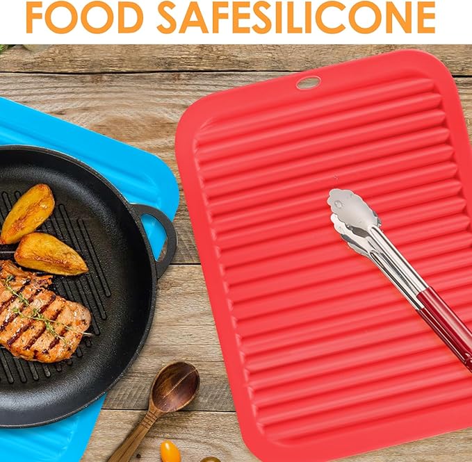 5 Pack Silicone Trivets for Hot Pots and Pans, 9 * 12Inch SiliconeTrivet for HotDishes, Colorful Heat Resistant Silicone Mat, Non-Slip Hot Pads Pot Holders for Kitchen Counter Hot Plate Mat