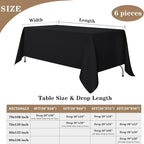 Fitable Black Tableclothes for Rectangle Tables, 6 Pack - 90 x 132 Inch - Reusable and Elegant Tablecloths, Polyester Fabric Table Covers for Wedding, Party, Banquet, Formal Events