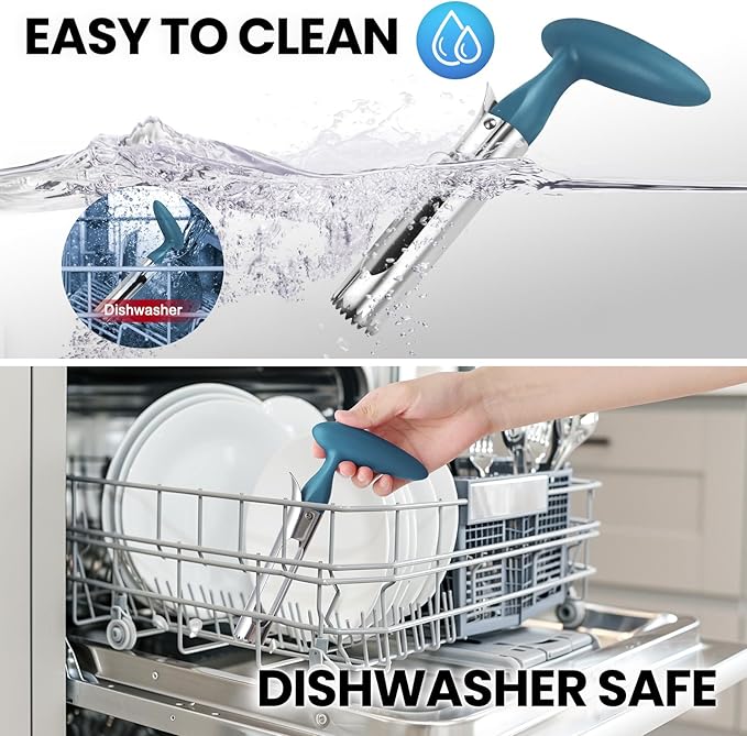 SCHVUBENR Premium Apple Corer Tool - Easy to Use and Clean - Sturdy Apple Remover with Sharp Serrated Tips - Stainless Steel Corers for Apple and Pear - Core Fruits with Ease (Blue)