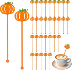 36 Pcs Fall Cocktail Stirrers, Pumpkin Drink Stirrers Plastic Swizzle Sticks Reusable Coffee Stirrer Stir Sticks for Halloween Autumn Thanksgiving Party Tea Coffee Bar Decoration
