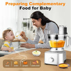 Homtone 16 Cup Food Processor, Aluminum-Diecast Large Food Processor& Blender Combo, 5 Preset Modes & Stepless Speed Control, 8 Blades 11-in-1 for Home Use, 650W, Sliver