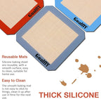 8 Inch Square Silicone Baking Mat, Set of 3 Silicone Cooking Mat for 8 Inch Cake Pan, Silicone Mat for Baking, Silicone Mat for Baking Sheet (Red, Blue, Grey)
