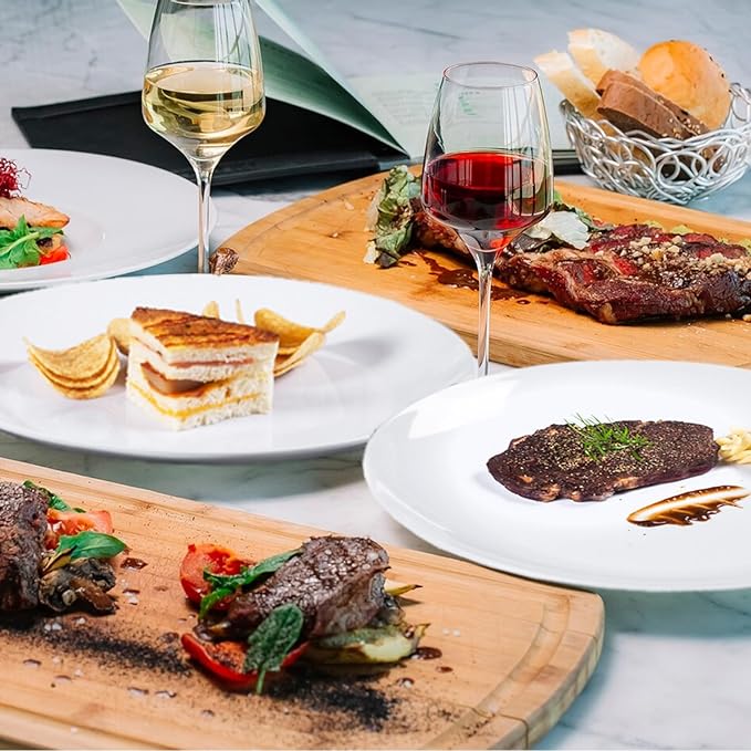 White Melamine Dinner Plates,12pcs Dishes Set,10inch Lightweight Round Plastic Plates,Scratch Resistant Unbreakable Serving Dishes,White