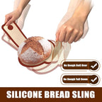 Silicone Bread Sling for Dutch Oven, Non-Stick & Easy to Clean Bread Baking Mat Set, 2 Pcs Reusable Bread Sling with Long Handle to Transfer Sourdough (Red, Oval and Round)