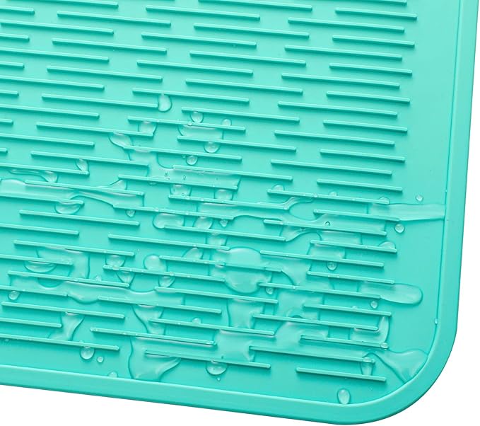 Silicone Dish Drying Mat for Multiple Usage,Easy clean,Eco-friendly,Heat-resistant Silicone Mat for Kitchen Counter or Sink,Refrigerator or Drawer Liner Mint 3XL 28 inches x 18 inches